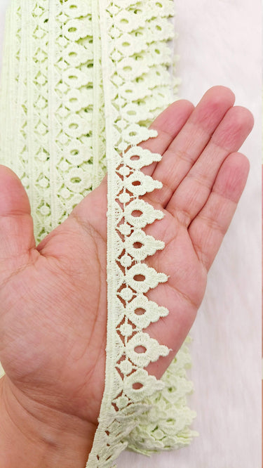 Floral Fringe Trim, Cotton Floral Embroidered Crafting Edging Lace Trim, Trim by 10 Yards